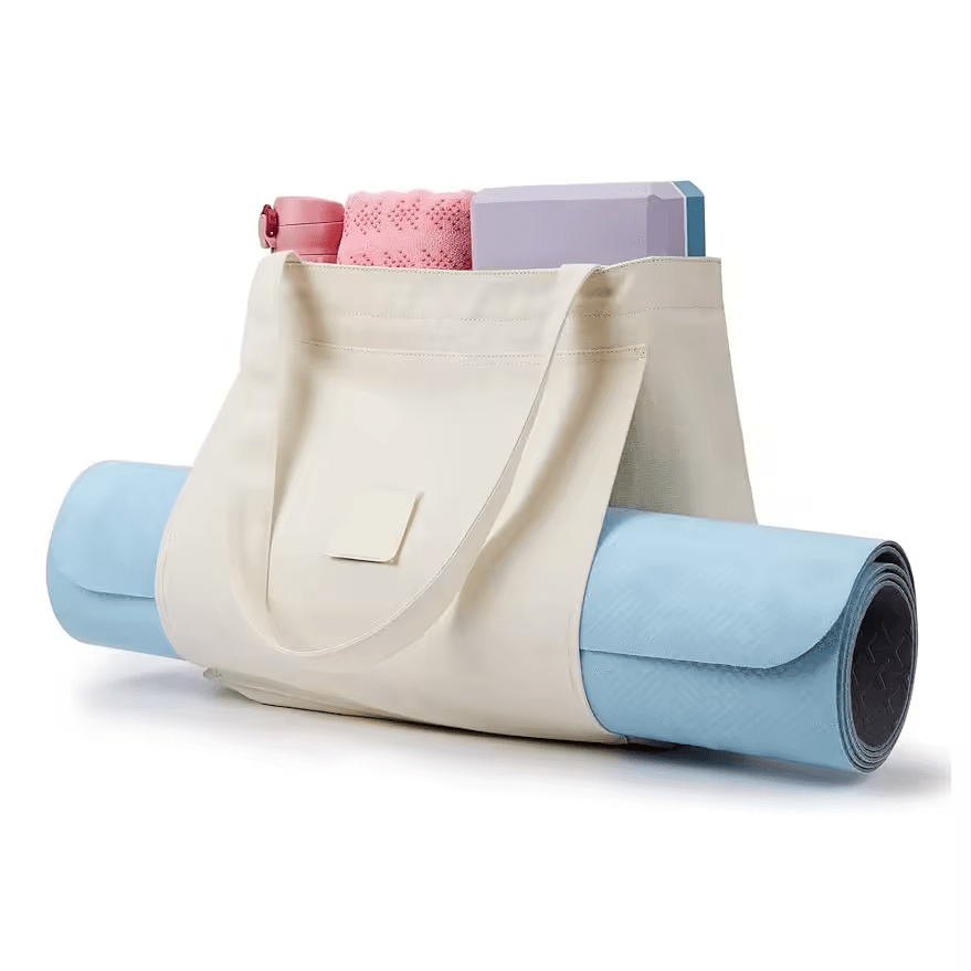 Borsa tote in cotone per yoga con cerniera